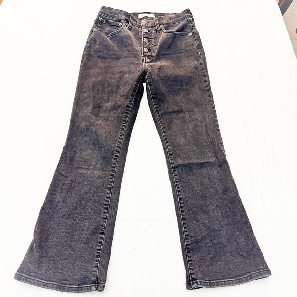 Madewell Cali Demi-Boot Charcoal Wash Button Fly Denim Jeans Size 27 - Picture 2 of 9
